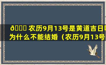 🐎 农历9月13号是黄道吉日吗为什么不能结婚（农历9月13号是黄道吉日吗为什么不能结婚 🐶 生孩子）